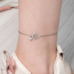 Gümüş Yaşam Çiçeği Tektaş Halhal Gümüş Yaşam Çiçeği Tektaş Halhal