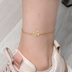 Gümüş Gold Yonca Zirkon Taşlı Halhal Gümüş Gold Yonca Zirkon Taşlı Halhal