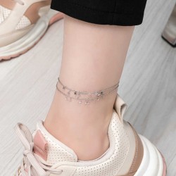 Gümüş Çift Zincirli Yıldız Halhal Gümüş Çift Zincirli Yıldız Halhal