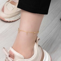 Gümüş Gold Damla Zirkon Taşlı Halhal Gümüş Gold Damla Zirkon Taşlı Halhal