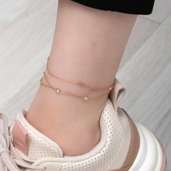 Gümüş Rose Çift Zincirli Sonsuzluk Halhal Gümüş Rose Çift Zincirli Sonsuzluk Halhal