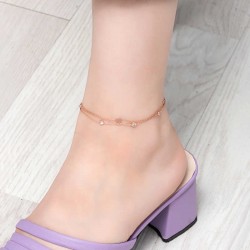 Gümüş Rose Çift Zincirli Kalp Zirkon Taşlı Halhal Gümüş Rose Çift Zincirli Kalp Zirkon Taşlı Halhal