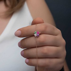 Gümüş Rose Renkli Taşlı Yonca Kadın Bileklik Gümüş Rose Renkli Taşlı Yonca Kadın Bileklik