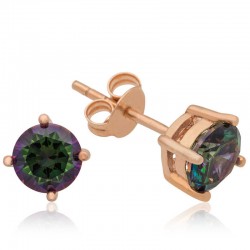 Gümüş Rose 6 mm Mistik Topaz Çivili Küpe Gümüş Rose 6 mm Mistik Topaz Çivili Küpe