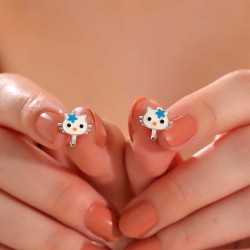 Gümüş Kedi Çocuk Küpesi Gümüş Kedi Çocuk Küpesi