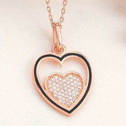 Gümüş Rose Kalp Kadın Kolye Gümüş Rose Kalp Kadın Kolye