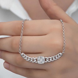 Gümüş Gurmet Zincirli Kare Baget Taşlı Kadın Kolye Gümüş Gurmet Zincirli Kare Baget Taşlı Kadın Kolye