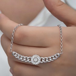 Gümüş Gurmet Zincirli Yuvarlak Baget Taşlı Kadın Kolye Gümüş Gurmet Zincirli Yuvarlak Baget Taşlı Kadın Kolye