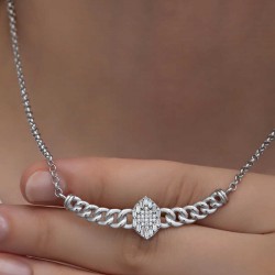 Gümüş Gurmet Zincirli Baget Taşlı Kadın Kolye Gümüş Gurmet Zincirli Baget Taşlı Kadın Kolye