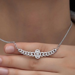 Gümüş Gurmet Zincirli Fatma Ana Eli Baget Taşlı Kadın Kolye Gümüş Gurmet Zincirli Fatma Ana Eli Baget Taşlı Kadın Kolye