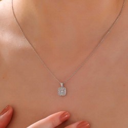 Gümüş Kare Zirkon Taşlı Kadın Kolye Gümüş Kare Zirkon Taşlı Kadın Kolye