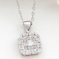 Gümüş Kare Zirkon Taşlı Kadın Kolye Gümüş Kare Zirkon Taşlı Kadın Kolye