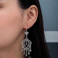 Gümüş Telkari Sallantılı Kadın Küpe Gümüş Telkari Sallantılı Kadın Küpe