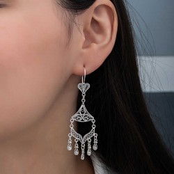 Gümüş Telkari Sallantılı Kadın Küpe Gümüş Telkari Sallantılı Kadın Küpe