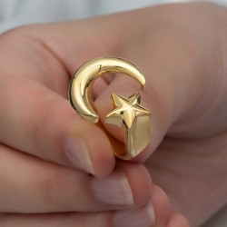 Gümüş Gold Ay Yıldız Kadın Yüzük Gümüş Gold Ay Yıldız Kadın Yüzük
