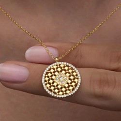 Gümüş Gold Zirkon Taşlı Çiçek Kadın Kolye Gümüş Gold Zirkon Taşlı Çiçek Kadın Kolye