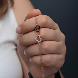 Gümüş Rose Kalpli Sonsuzluk Kadın Bileklik Gümüş Rose Kalpli Sonsuzluk Kadın Bileklik