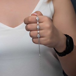 Gümüş Oval Taşlı Kadın Bileklik Gümüş Oval Taşlı Kadın Bileklik