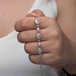 Gümüş Oval Taşlı Kadın Bileklik Gümüş Oval Taşlı Kadın Bileklik