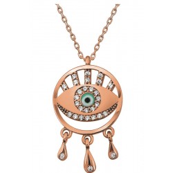 Gümüş Rose Nazarlı Göz Kadın Kolye Gümüş Rose Nazarlı Göz Kadın Kolye