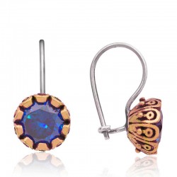 Gümüş Mavi Yuvarlak Otantik Kadın Küpe Gümüş Mavi Yuvarlak Otantik Kadın Küpe