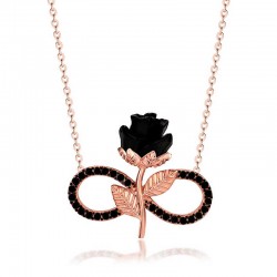 Gümüş Rose Siyah Güllü Sonsuzluk Kadın Kolye Gümüş Rose Siyah Güllü Sonsuzluk Kadın Kolye