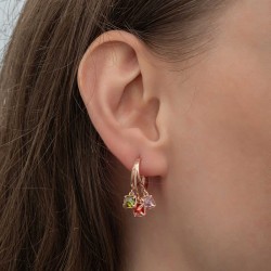 Gümüş Sallantılı Mix Taşlı Halka Kadın Küpe Gümüş Sallantılı Mix Taşlı Halka Kadın Küpe