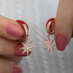 Gümüş Rose Sallantılı Kutup Yıldızı Kadın Küpe Gümüş Rose Sallantılı Kutup Yıldızı Kadın Küpe