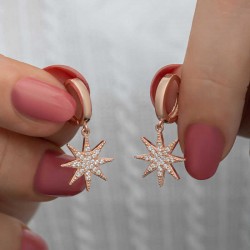 Gümüş Rose Sallantılı Kutup Yıldızı Kadın Küpe Gümüş Rose Sallantılı Kutup Yıldızı Kadın Küpe