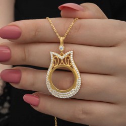 Gümüş Gold Kaplama Çeyrek Altın Takılabilen Kadın Kolye Gümüş Gold Kaplama Çeyrek Altın Takılabilen Kadın Kolye