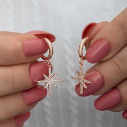 Gümüş Rose Sallantılı Kutup Yıldızı Kadın Küpe Gümüş Rose Sallantılı Kutup Yıldızı Kadın Küpe