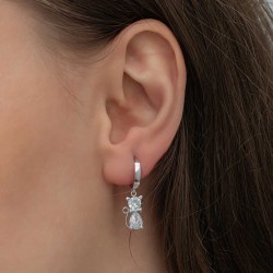 Gümüş Sallantılı Kedi Kadın Küpe Gümüş Sallantılı Kedi Kadın Küpe