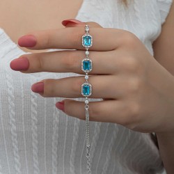 Gümüş Baget Turkuaz Taşlı Kadın Bileklik Gümüş Baget Turkuaz Taşlı Kadın Bileklik