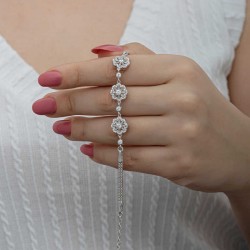 Gümüş Baget Çiçek Desenli Kadın Bileklik Gümüş Baget Çiçek Desenli Kadın Bileklik