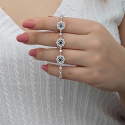 Gümüş Baget Çiçek Desenli Kadın Bileklik Gümüş Baget Çiçek Desenli Kadın Bileklik