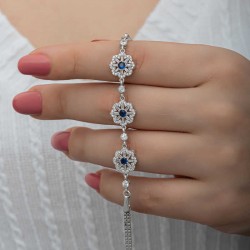 Gümüş Baget Çiçek Desenli Kadın Bileklik Gümüş Baget Çiçek Desenli Kadın Bileklik