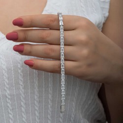 Gümüş Beyaz Taşlı Su Yolu Kadın Bileklik Gümüş Beyaz Taşlı Su Yolu Kadın Bileklik