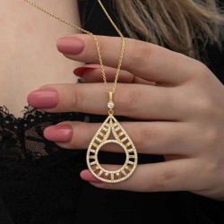 Gümüş Gold Kaplama Damla Çeyrek Takılabilen Kadın Kolye Gümüş Gold Kaplama Damla Çeyrek Takılabilen Kadın Kolye